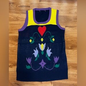 Sweater Vest vintage floral print size medium